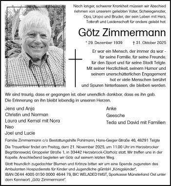 Anzeige von Götz Zimmermann 