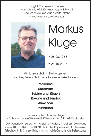 Anzeige von Markus Kluge 