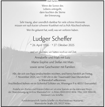 Anzeige von Ludger Scheffer 
