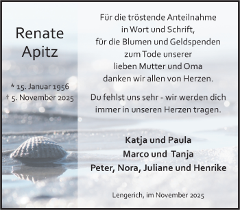 Anzeige von Renate Apitz 