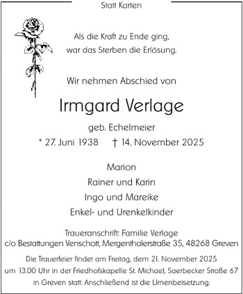 Anzeige von Irmgard Verlage 