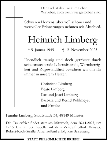 Anzeige von Heinrich Limberg 