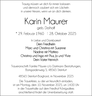 Anzeige von Karin Maurer 