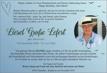 Anzeige von Liesel Große Lefert 