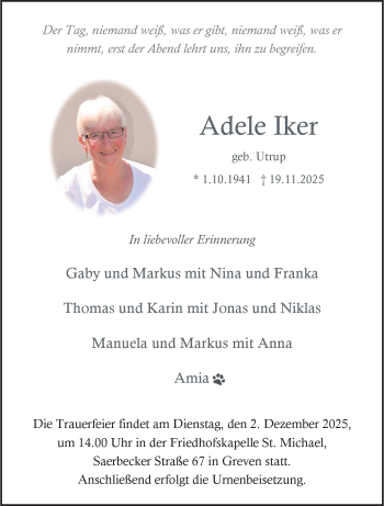 Anzeige von Adele Iker 