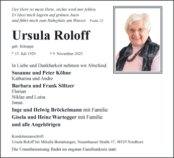 Anzeige von Ursula Roloff 