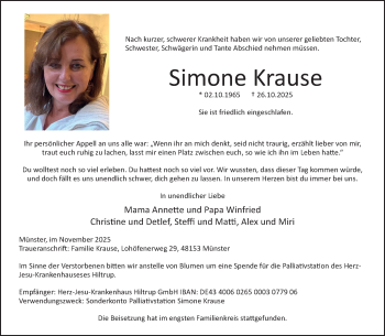 Anzeige von Simone Krause 