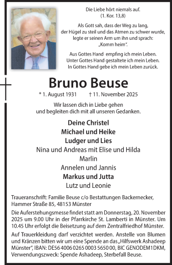 Anzeige von Bruno Beuse 