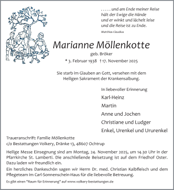Anzeige von Marianne Möllenkotte 