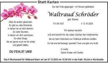 Anzeige von Waltraud Schröder 