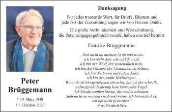 Anzeige von Peter Brüggemann 
