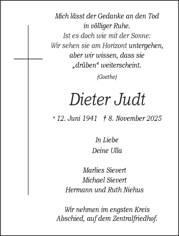 Anzeige von Dieter Judt 