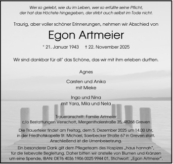 Anzeige von Egon Artmeier 