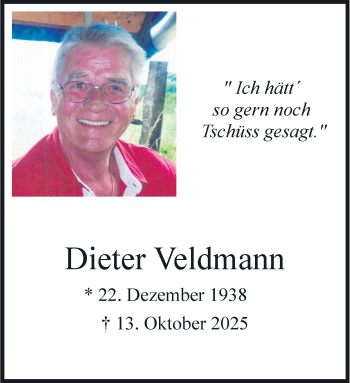 Anzeige von Dieter Veldmann 