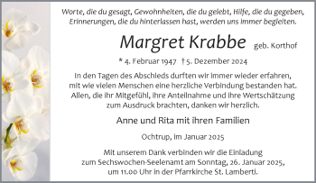 Anzeige von Margret Krabbe 