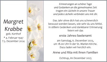 Anzeige von Margret Krabbe 