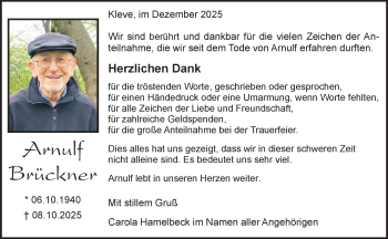 Anzeige von Arnulf Brückner 