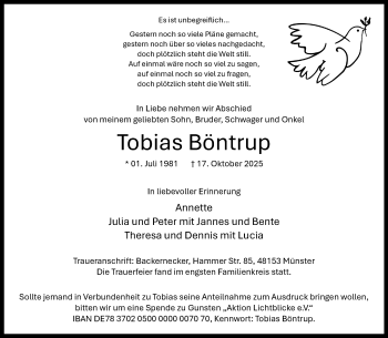 Anzeige von Tobias Böntrup 