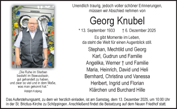 Anzeige von Georg Knubel 