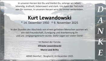 Anzeige von Kurt Lewandowski 