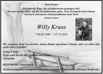 Anzeige von Willy Kruse 