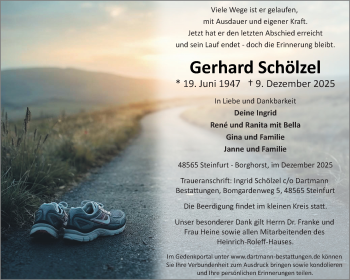 Anzeige von Gerhard Schölzel 