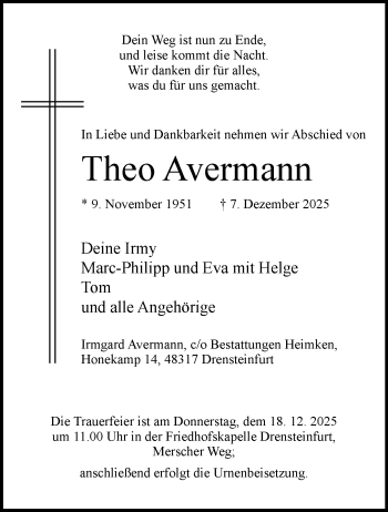 Anzeige von Theo Avermann 