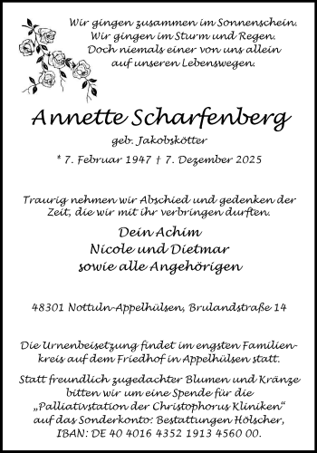Anzeige von Annette Scharfenberg 
