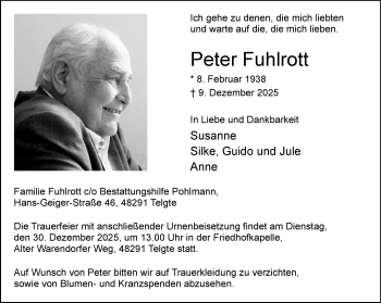 Anzeige von Peter Fuhlrott 