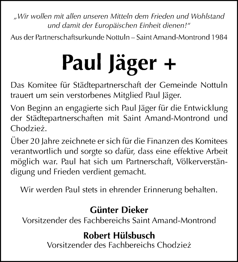  Traueranzeige für Paul Jäger vom 23.12.2025 aus 