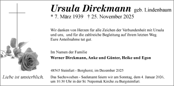 Anzeige von Ursula Dirckmann 