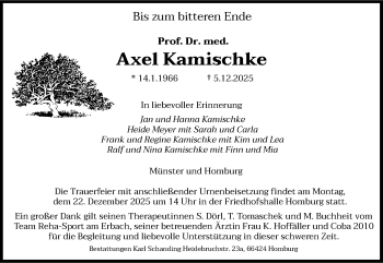 Anzeige von Prof. Dr. med. Axel Kamischke 