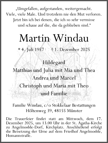 Anzeige von Martin Windau 