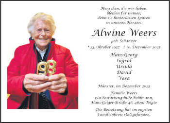 Anzeige von Alwine Weers 