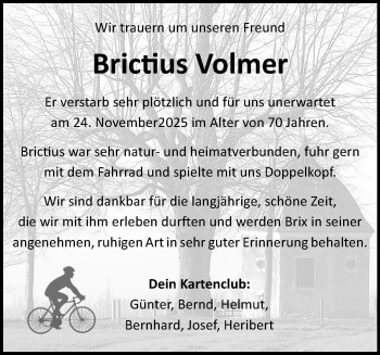 Anzeige von Brictius Volmer 