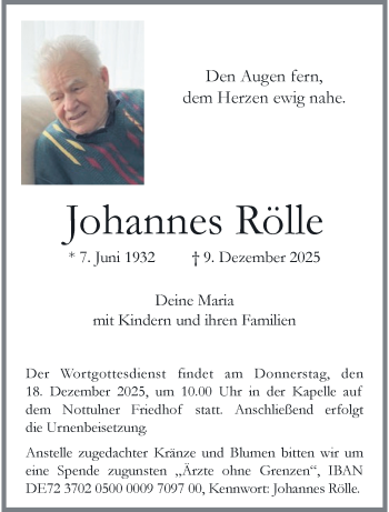 Anzeige von Johannes Rölle 