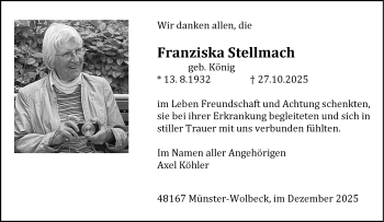 Anzeige von Franziska Stellmach 