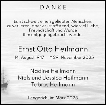 Anzeige von Ernst Otto Heilmann 
