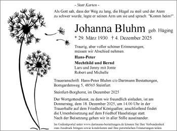 Anzeige von Johanna Bluhm 