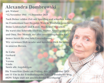 Anzeige von Alexandra Dombrowski 