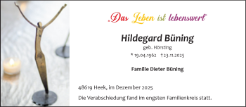 Anzeige von Hildegard Büning 