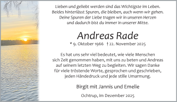 Anzeige von Andreas Rade 