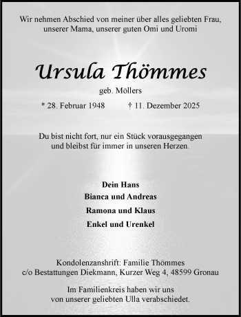 Anzeige von Ursula Thömmes 