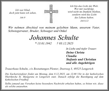 Anzeige von Johannes Schulte 