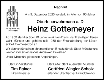 Anzeige von Heinz Gottemeyer 