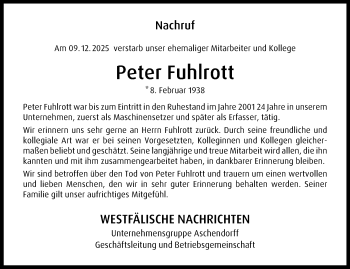 Anzeige von Peter Fuhlrott 