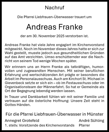 Anzeige von Andreas Franke 