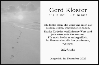 Anzeige von Gerd Kloster 