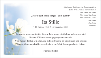 Anzeige von Ita Stille 