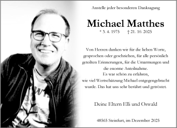 Anzeige von Michael Matthes 